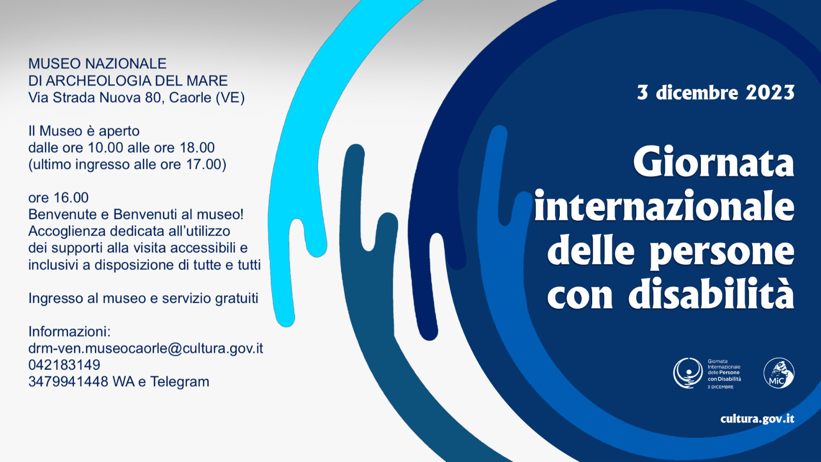 Giornata internazionale delle persone con disabilità | domenica 3 dicembre 2023 al Museo nazionale di Archeologia del Mare di Caorle
